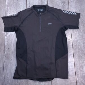 Helly Hansen Training Shirt Mens Large Black 1/4 Zip Reflective Mesh Athletic